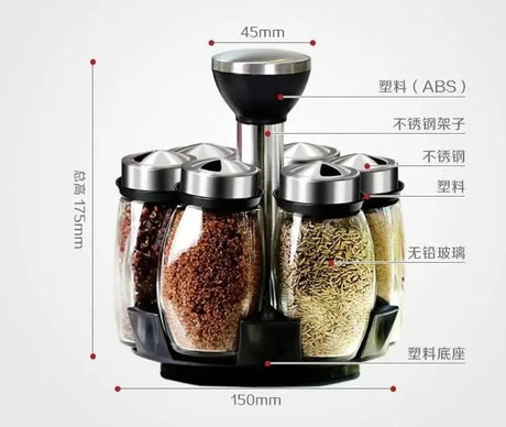 Elegant Rose Gold Stainless Steel & Glass Rotating Seasoning Container - Julia M LifeStyles