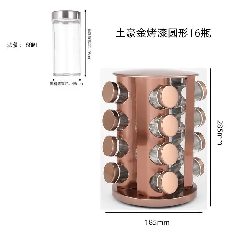 Elegant Rose Gold Stainless Steel & Glass Rotating Seasoning Container - Julia M LifeStyles