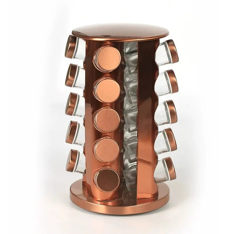 Elegant Rose Gold Stainless Steel & Glass Rotating Seasoning Container - Julia M LifeStyles