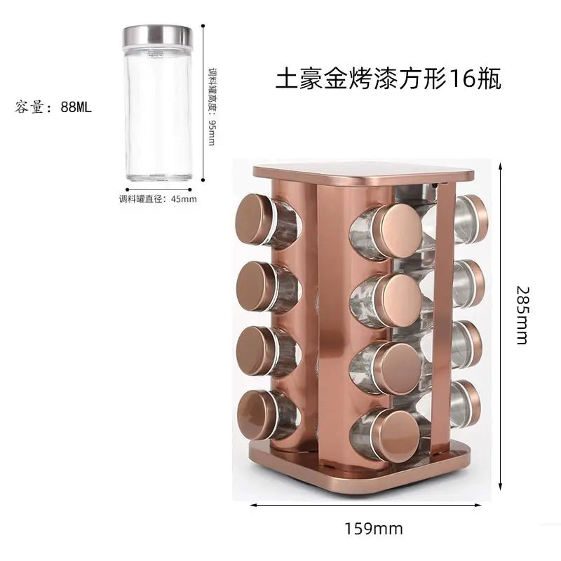 Elegant Rose Gold Stainless Steel & Glass Rotating Seasoning Container - Julia M LifeStyles