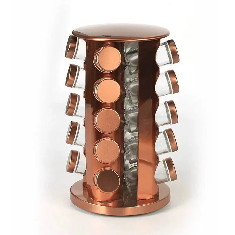 Elegant Rose Gold Stainless Steel & Glass Rotating Seasoning Container - Julia M LifeStyles