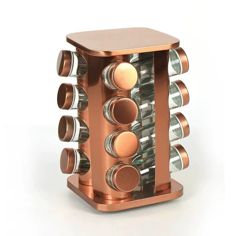 Elegant Rose Gold Stainless Steel & Glass Rotating Seasoning Container - Julia M LifeStyles