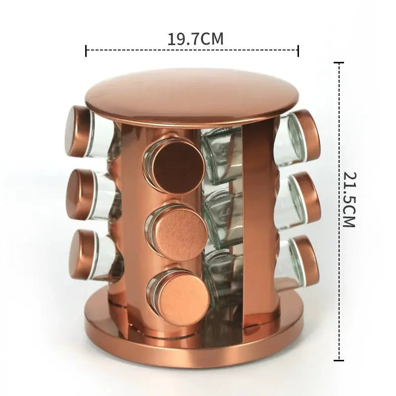 Elegant Rose Gold Stainless Steel & Glass Rotating Seasoning Container - Julia M LifeStyles