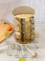 Gold Rotating Spice Rack with 16 Jars - Julia M LifeStyles