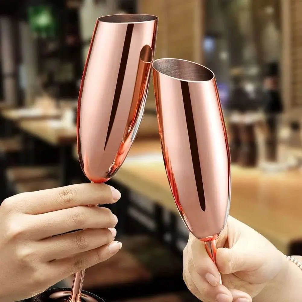 Elegant Stainless Steel Beveled Champagne Goblets - Julia M LifeStyles