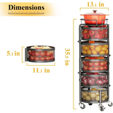 5 Tier Rotating Fruit Vegetable Storage Rack with Metal Lid - Julia M LifeStyles