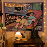 Cartoon-Style Cotton Bedside Tapestry for Dormitory Decor - Julia M LifeStyles