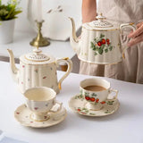 Elegant White & Gold Bone China Teapot and Mug Set for 3 - Julia M LifeStyles