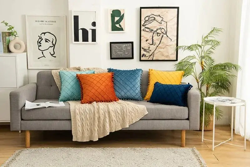 Retro Ear Pillow Living Room Sofa Solid Color Tassel Cushion Without Core Bed Big Pillow Waist Back Office Chair - Julia M LifeStyles