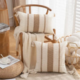 Bohemian Linen Fringed Throw Pillow Cover – Embroidered Decorative Cushion - Julia M LifeStyles