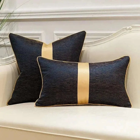Blue Gold Jacquard Cushion Cover - Julia M LifeStyles