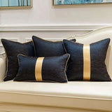 Blue Gold Jacquard Cushion Cover - Julia M LifeStyles