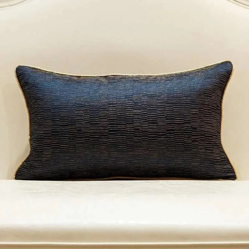 Blue Gold Jacquard Cushion Cover - Julia M LifeStyles
