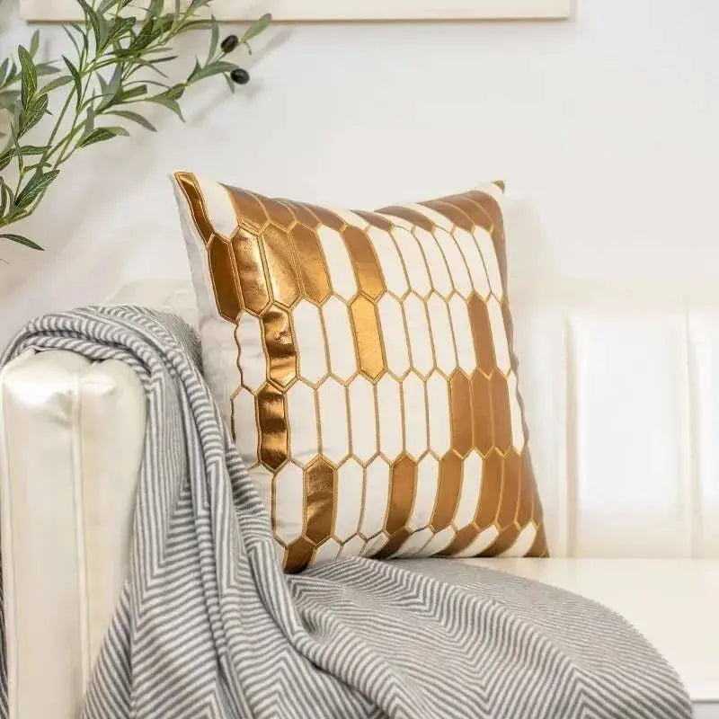 Blue Gold Jacquard Cushion Cover - Julia M LifeStyles