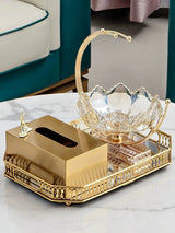 Luxurious Golden Alloy Tissue Box for Modern Living Spaces - Julia M LifeStyles