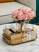 Luxurious Golden Alloy Tissue Box for Modern Living Spaces - Julia M LifeStyles