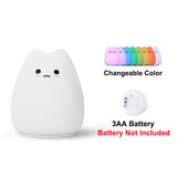 Touch Night Light Colorful Cat Silicone Animal Light Led Cartoon Lamp Bedroom Decoration Lights Bedside Lighting eprolo
