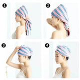 Ladies' Stripe Quick-Dry Hair Towel & Bath Cap - Julia M LifeStyles