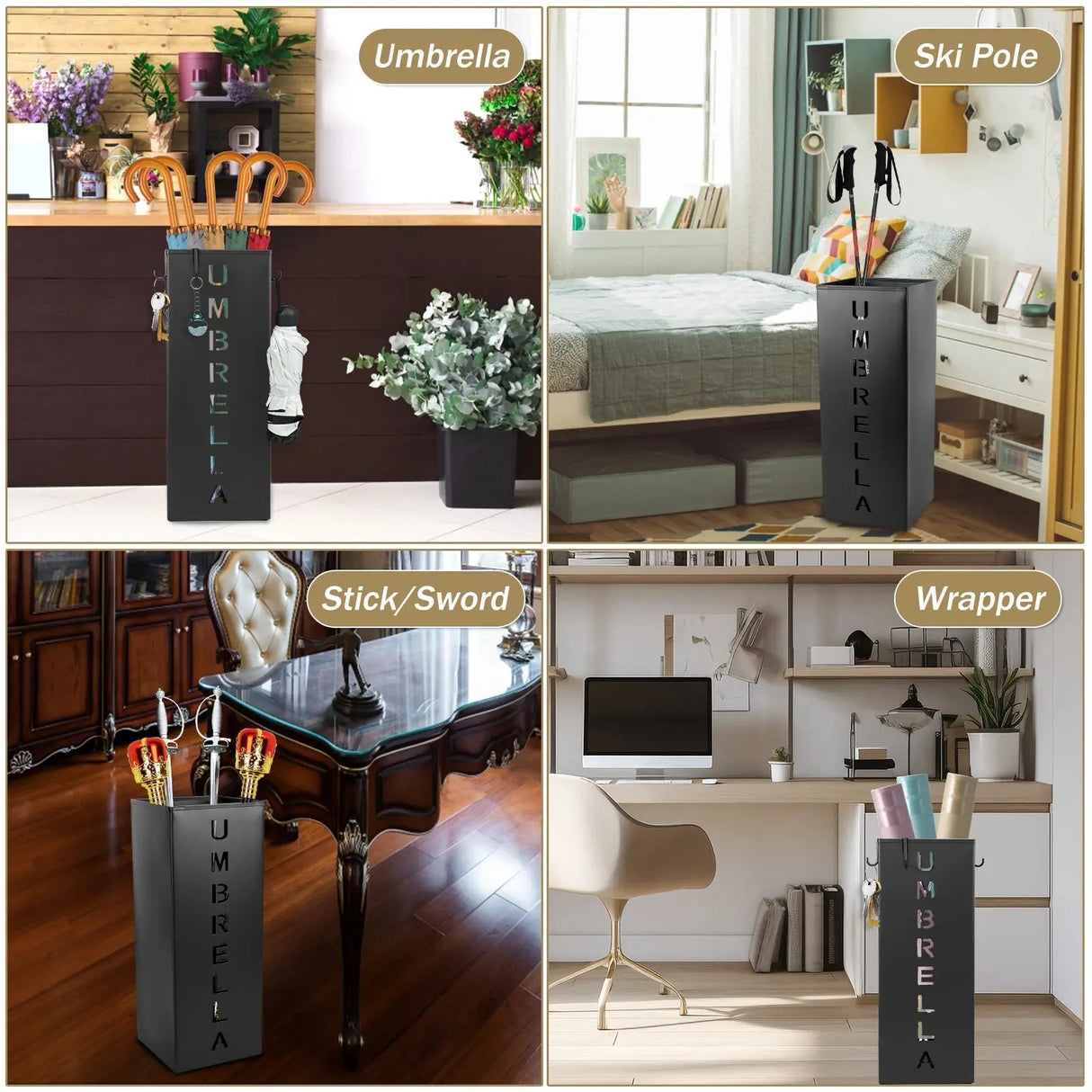 Modern Metal Freestanding Umbrella Stand - Square Mesh Design - Julia M LifeStyles