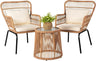 3 Piece Outdoor Wicker Furniture Bistro Set, Rattan Chairs Conversation Sets Porch Furniture - Julia M LifeStyles