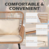 3 Piece Outdoor Wicker Furniture Bistro Set, Rattan Chairs Conversation Sets Porch Furniture - Julia M LifeStyles