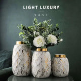European Gilded Ceramic Vase Marble Pattern - Julia M LifeStyles