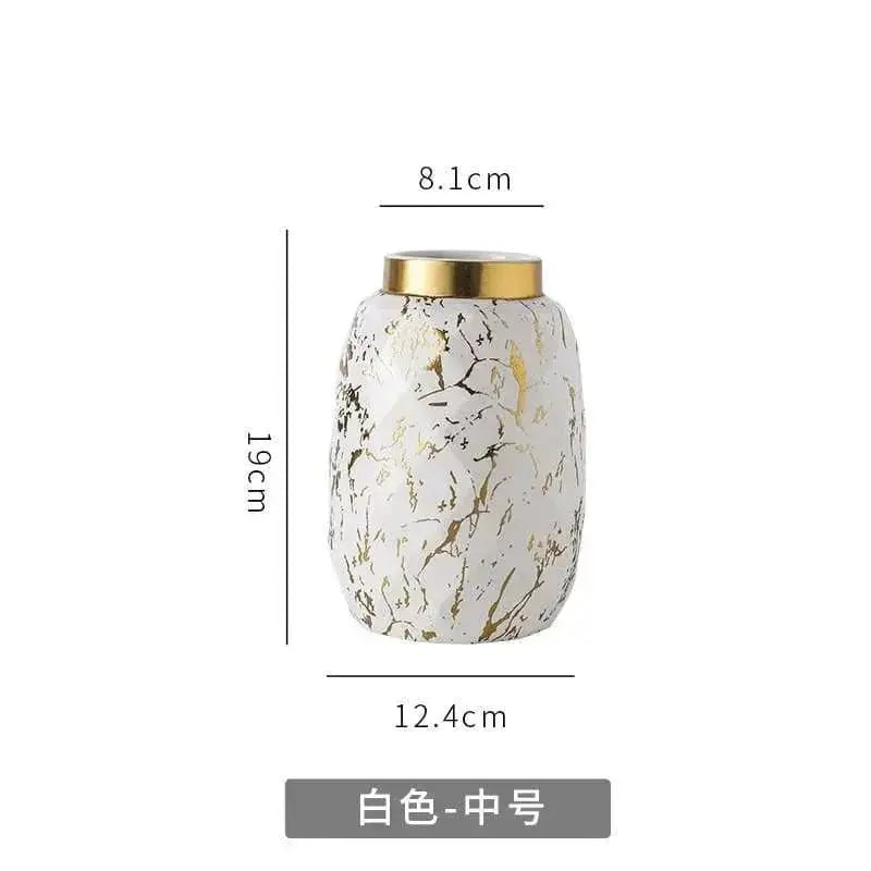 European Gilded Ceramic Vase Marble Pattern - Julia M LifeStyles