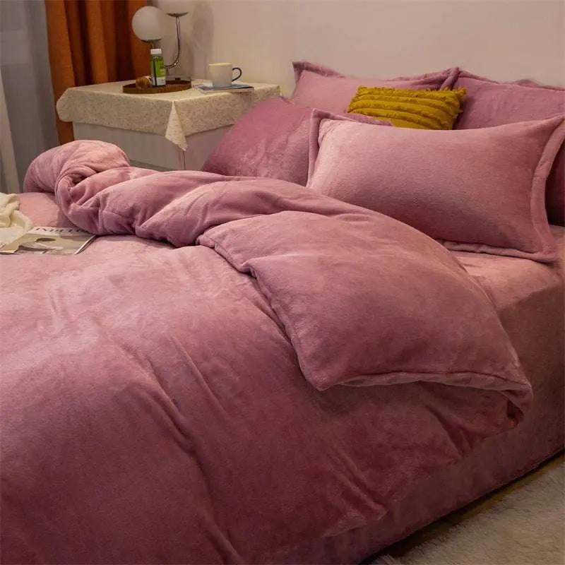 Warm Yellow Plush Double-sided Fleece Quilt Cover - Julia M LifeStyles