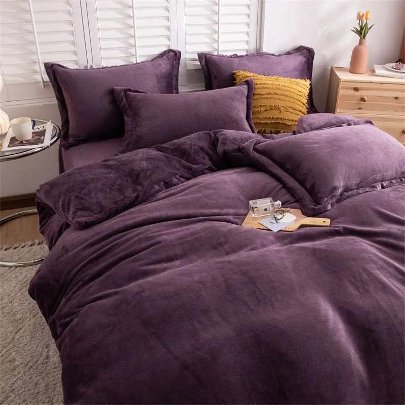 Warm Yellow Plush Double-sided Fleece Quilt Cover - Julia M LifeStyles