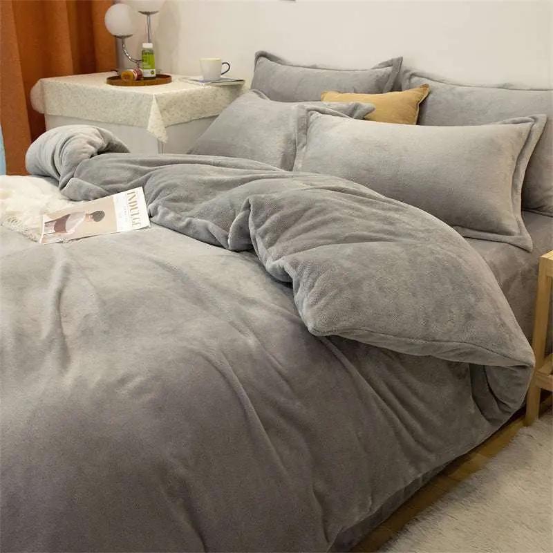 Warm Yellow Plush Double-sided Fleece Quilt Cover - Julia M LifeStyles