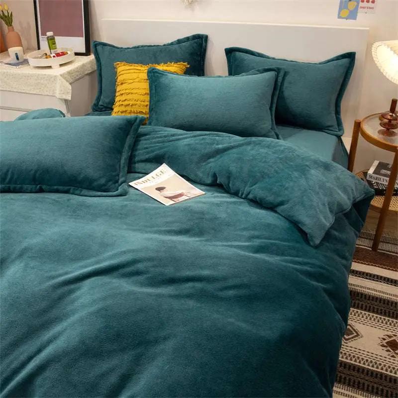Warm Yellow Plush Double-sided Fleece Quilt Cover - Julia M LifeStyles