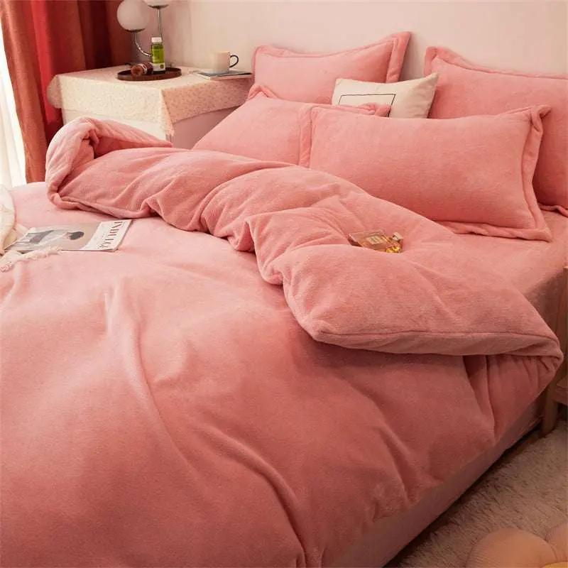 Warm Yellow Plush Double-sided Fleece Quilt Cover - Julia M LifeStyles