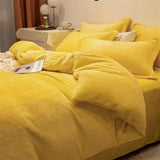 Warm Yellow Plush Double-sided Fleece Quilt Cover - Julia M LifeStyles