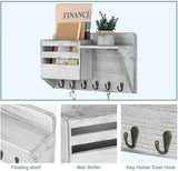 Elegant Wooden Wall Mounted Key and Mail Organizer with 6 Hooks - Julia M LifeStyles