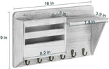 Elegant Wooden Wall Mounted Key and Mail Organizer with 6 Hooks - Julia M LifeStyles