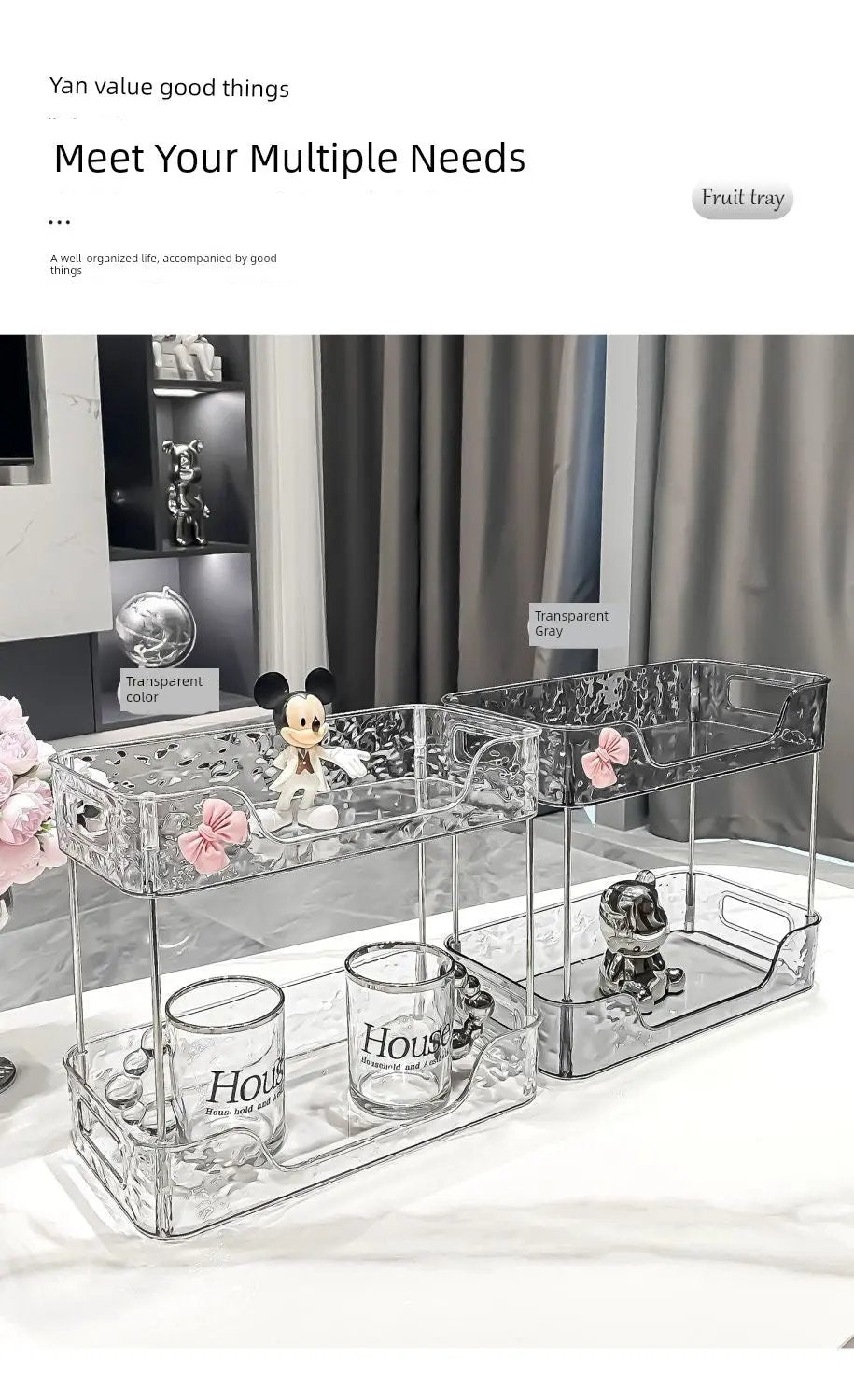 Bathroom Organizer Shelf Home Kitchen Acryl Storage Rack Large Capacity Skincare Cosmetic Liptick Shampoo Desktop Holder - Julia M LifeStyles