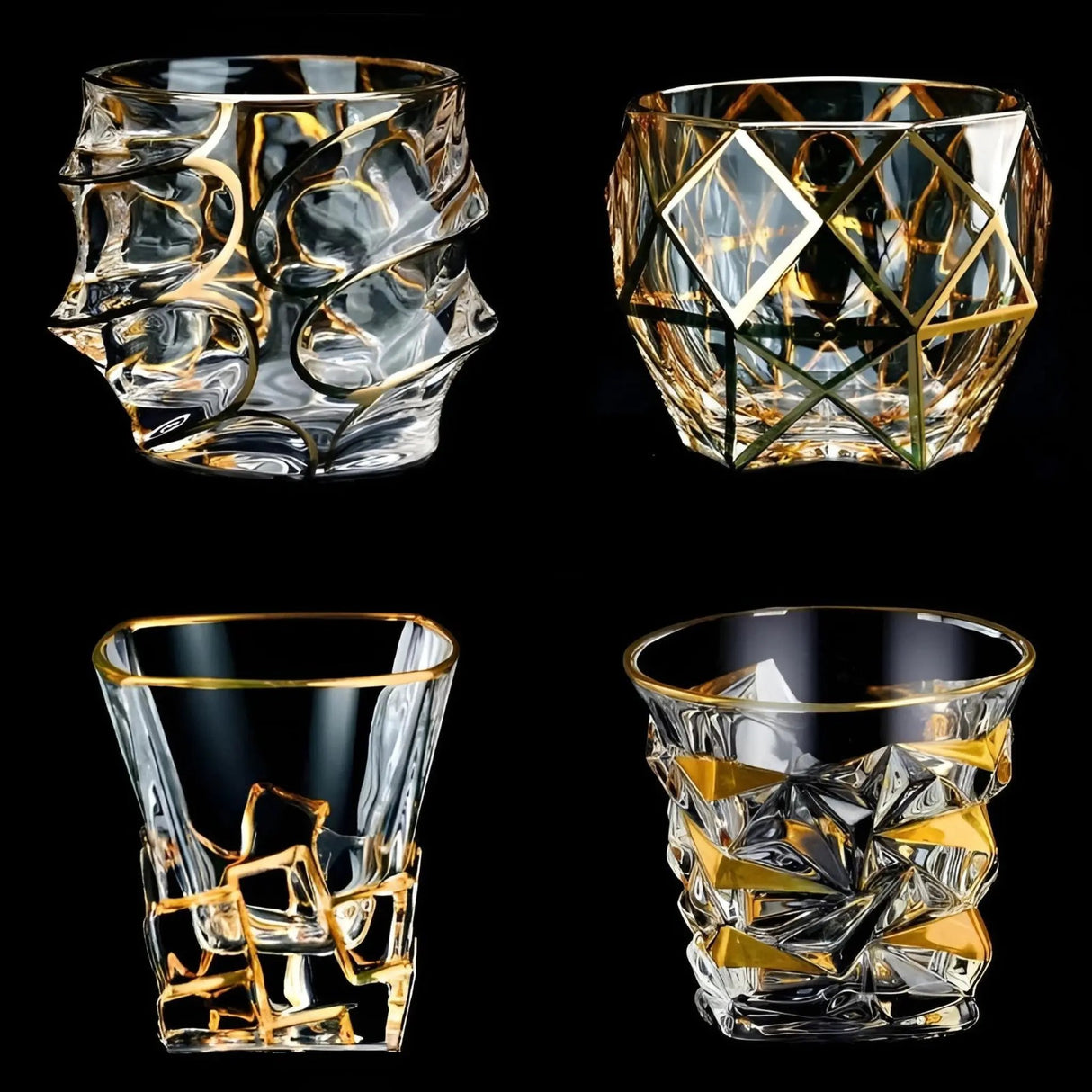 Gold Line Crystal Whiskey Glass Set - Julia M LifeStyles