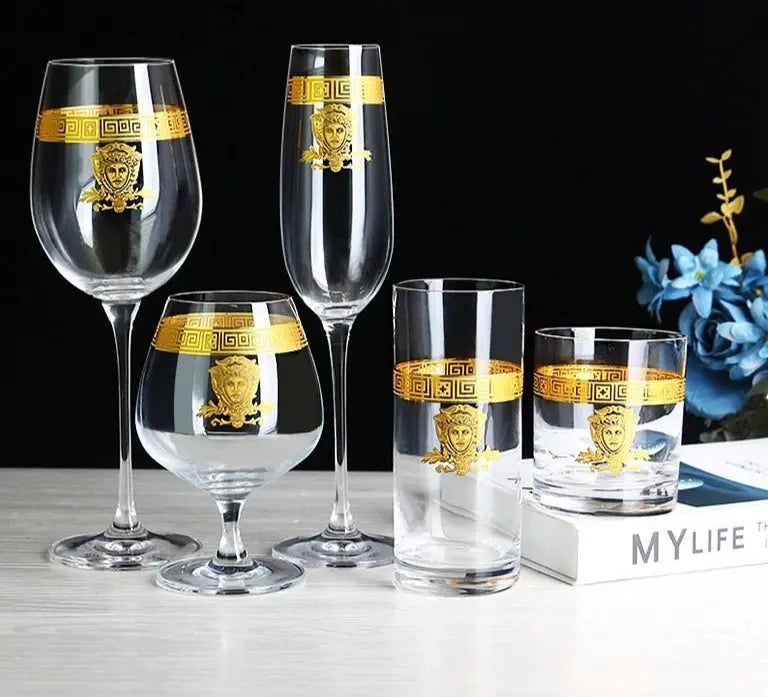 Nordic Gold Edge Elegant Crystal Goblet - Julia M LifeStyles