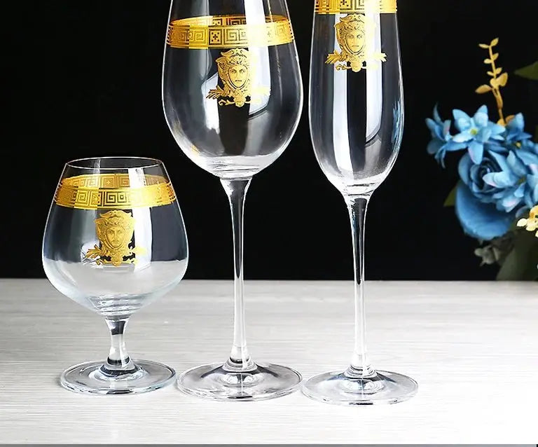 Nordic Gold Edge Elegant Crystal Goblet - Julia M LifeStyles