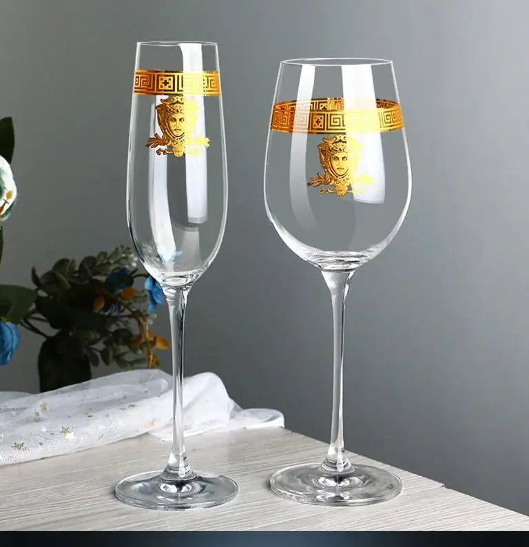 Nordic Gold Edge Elegant Crystal Goblet - Julia M LifeStyles