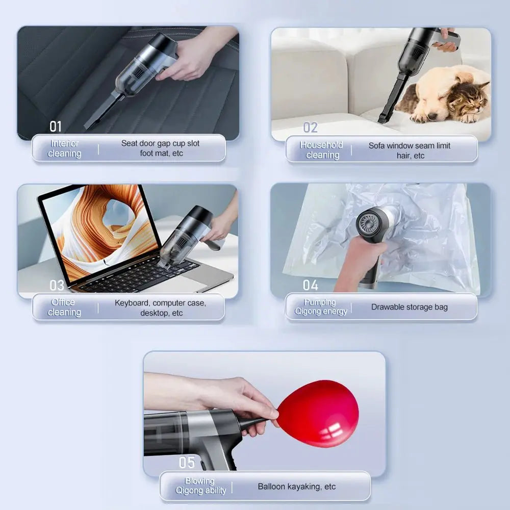 4-in-1 Wireless Car Vacuum Cleaner with Strong 10rpm Suction - Julia M LifeStyles