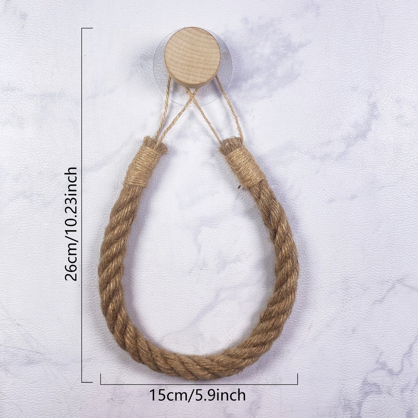 Wooden Hook Seamless Adhesive No Drilling Handmade Woven Hemp Rope Towel Rack Tissue Holder Bathroom Toilet eprolo