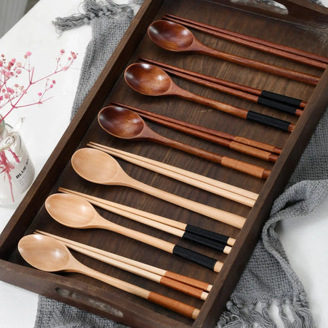 Japanese Style Wooden Tableware Set 🍣 - Julia M LifeStyles