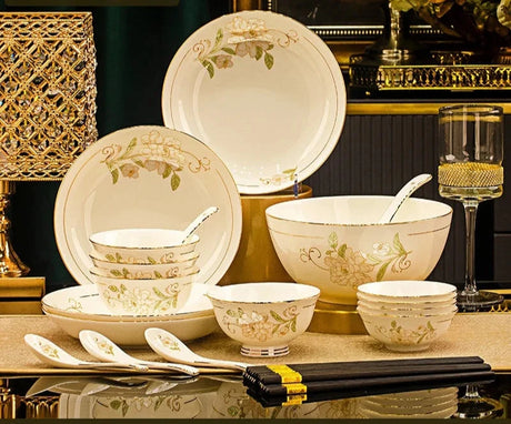 Domingo Home European Simple Bone China Ceramic Tableware Bowl New Light Luxury Bowl Set Julia M LifeStyles