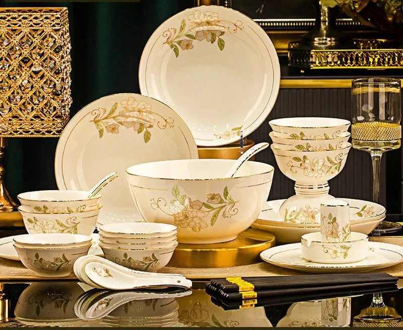 Domingo Home European Simple Bone China Ceramic Tableware Bowl New Light Luxury Bowl Set Julia M LifeStyles