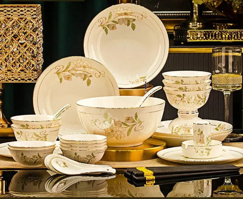 Domingo Home European Simple Bone China Ceramic Tableware Bowl New Light Luxury Bowl Set Julia M LifeStyles