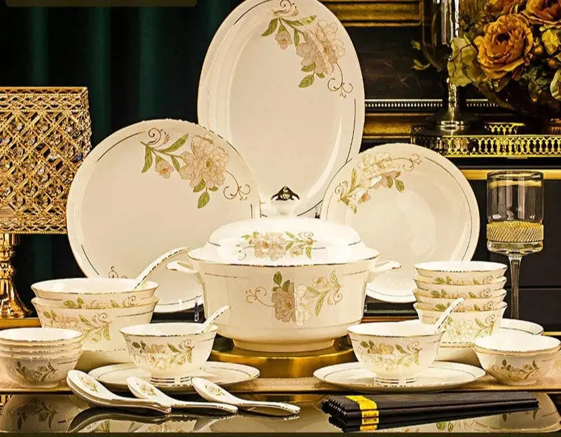 Domingo Home European Simple Bone China Ceramic Tableware Bowl New Light Luxury Bowl Set Julia M LifeStyles