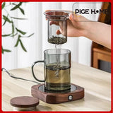 400ml Heat-Resistant Glass Tea Cup with Filter and Wooden Lid Julia M LifeStyles