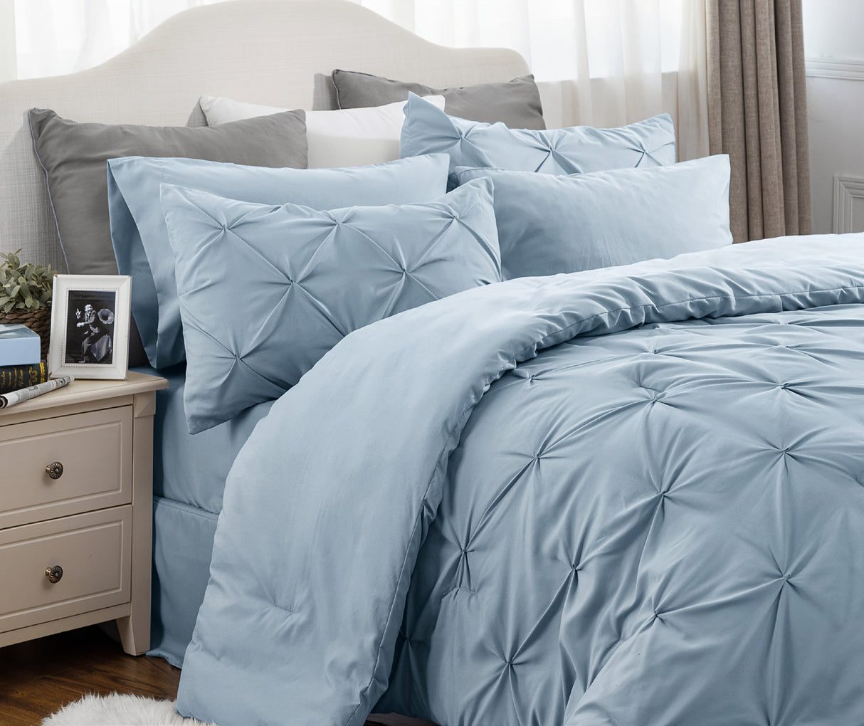 Cozy Pinch Pleat 5/7pcs Comforter Set by Bedsure Julia M LifeStyles
