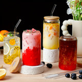 Elegant 6-Piece Glass Set with Lids and Straws for Juice, Tea, and Milk Julia M LifeStyles